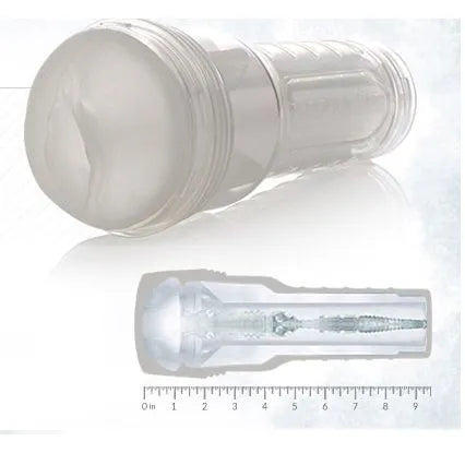 Fleshlight Ice Crystal transparent, texture interne visible, design clair, stimulation visuelle, plaisir sensoriel.