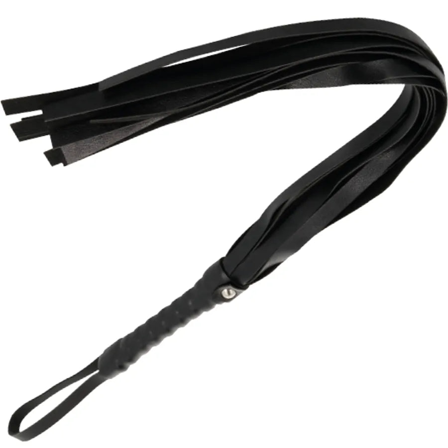 Fouet bondage noir élégant sophistiqué qualité supérieure poignée ergonomique manche antidérapant matériaux résistants sensations intensifiées contrôle précis débutants