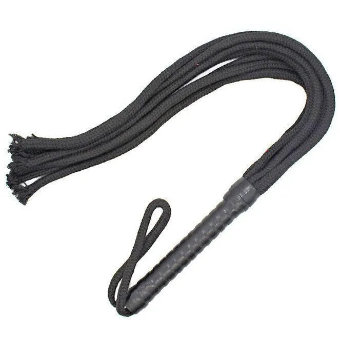 fouet corde fétichisme 56cm PVC bois polyester fer durable maniable précis contrôle sensations sensuelles sécurité novice expert