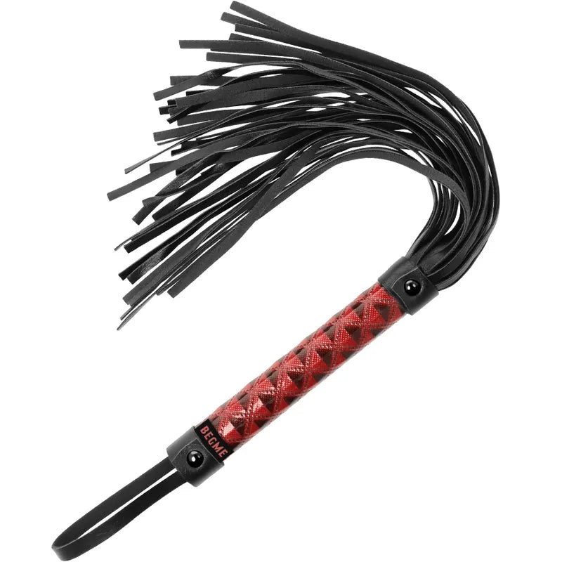 Fouet Cuir Végétalien Néoprène Métal Sans Nickel Poignée Ergonomique Douceur Fermeté Éthique Sécurisé Initiation BDSM Dominant Soumis Compatible Accessoires BEGME