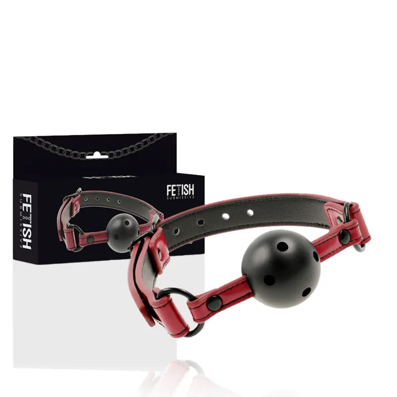 gag bdsm cuir vegan ajustable réglable néoprène métal sans nickel trous respiration confortable durable écologique sûr résistant sessions prolongées