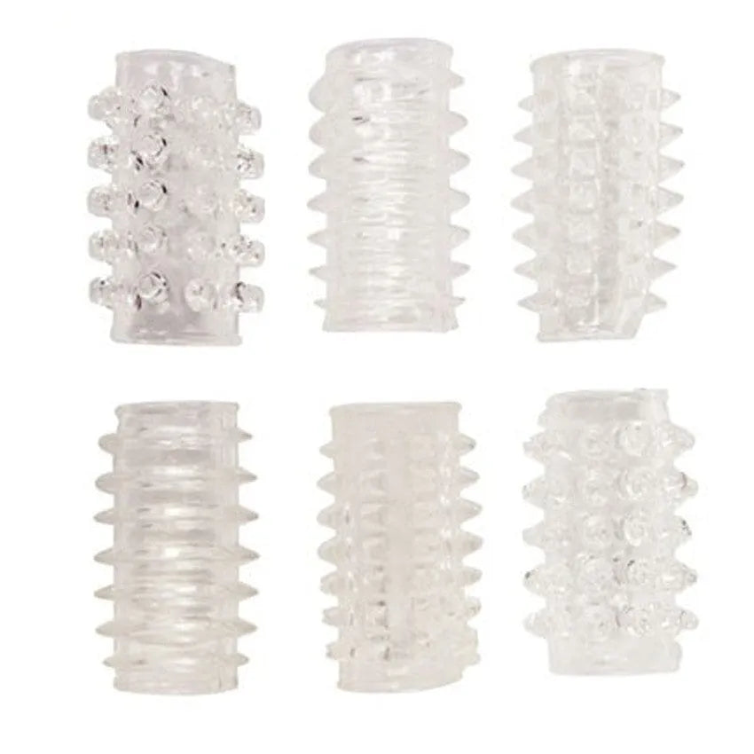Gaines de masturbation transparentes texturées, ensemble de six modèles extensibles et réutilisables pour stimulation inte...