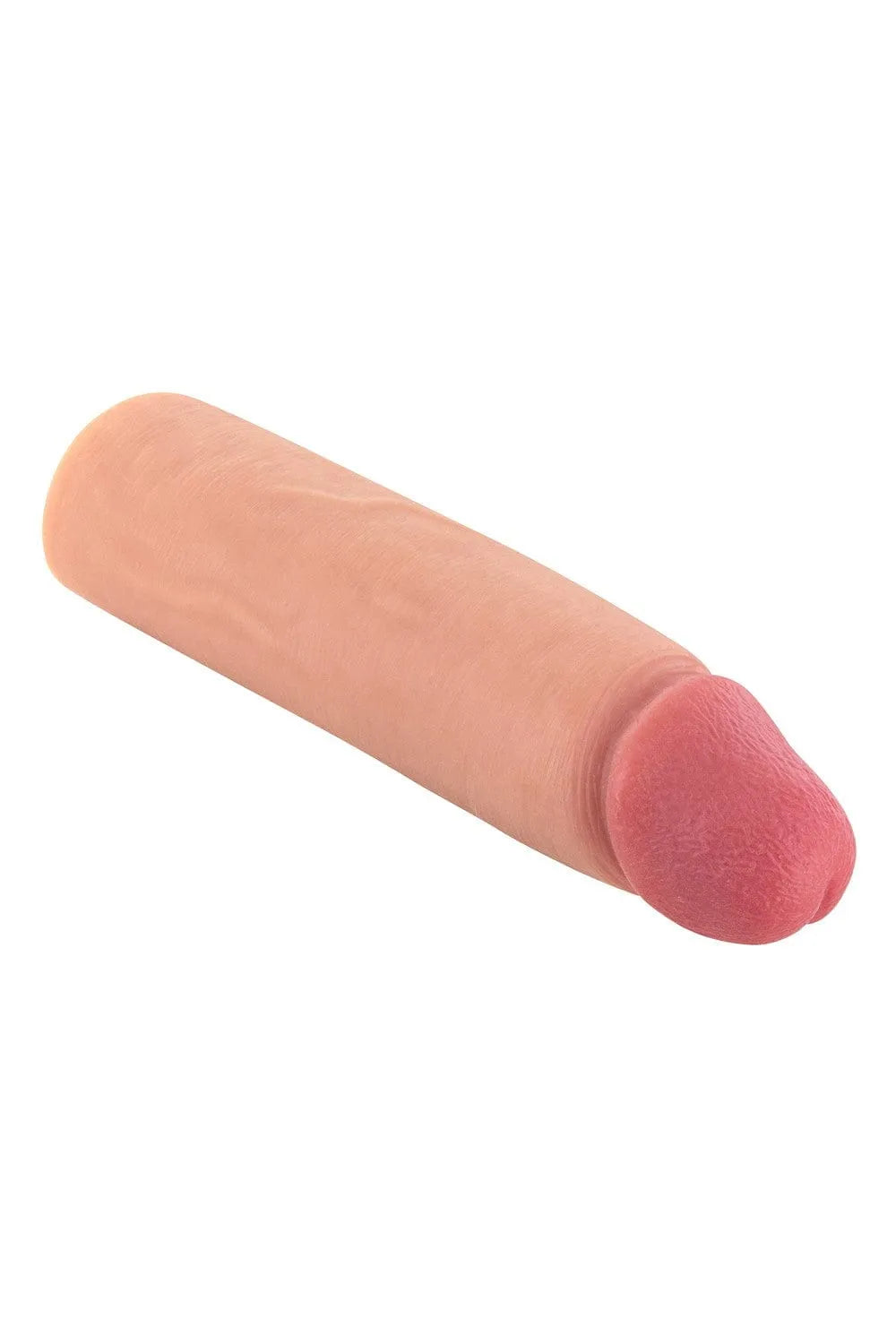 Gaine extension pénis silicone réaliste, couleur chair, veines texturées, gland détaillé, souple, 175mm x 45mm.
