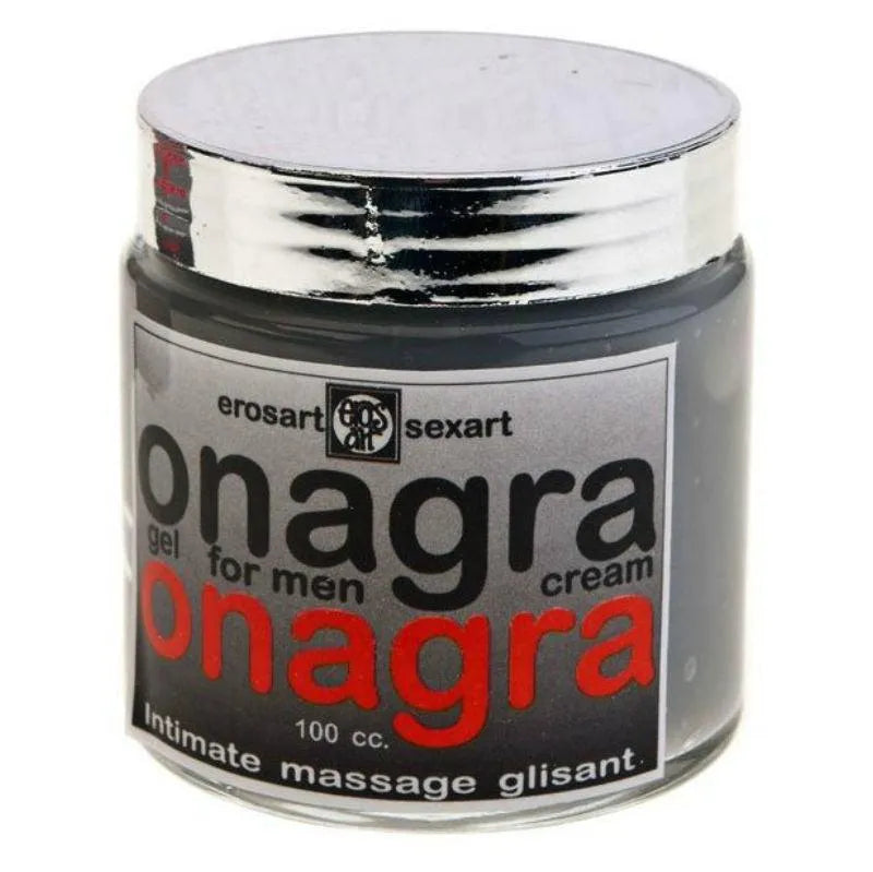 Gel érection masculin aphrodisiaque naturel, pot noir et argent, texte rouge, améliore libido et vitalité, 100cc.