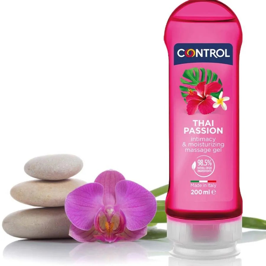 gel massage hydratant sensuel sans paraben compatible préservatifs texture non grasse non tachante parfum exotique flacon 200 ml