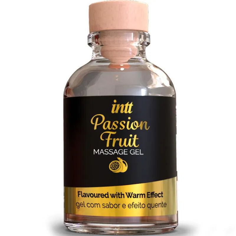 Gel massage érotique fruit passion arôme exotique saveur envoûtante effet chaleur légère sensations embrassable pénétration orale flacon 30ml