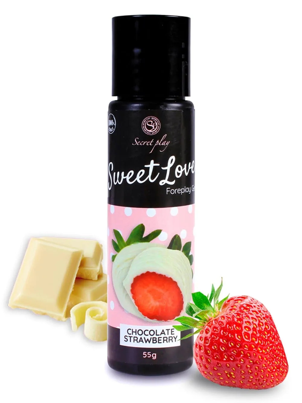 gel lubrifiant comestible fraise chocolat blanc crémeux gourmand sensuel hydrosoluble compatible préservatifs jouets sexuels zones érogènes flacon pratique 60ml espagnol