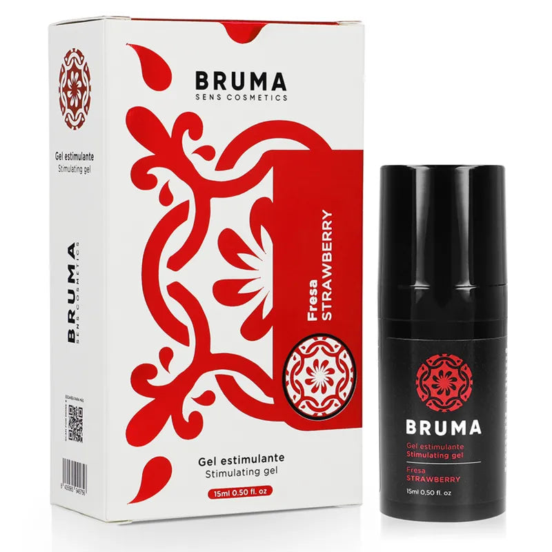 Gel Stimulant Intime Fraise Bruma Sensations Gourmandes Ultra Glissant Format Voyage 15ml Distributeur Antigoutte Application Douce Longue Durée Compact Hygiénique
