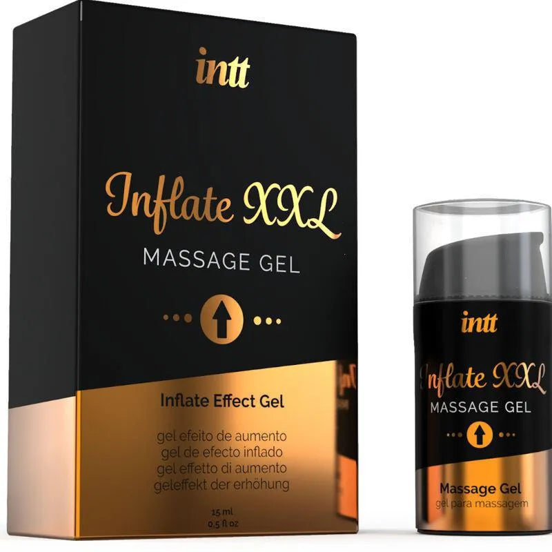 Gel vasodilatateur intime arôme cannelle, flacon noir et or, 15 ml, pour érection renforcée et sensibilité accrue.