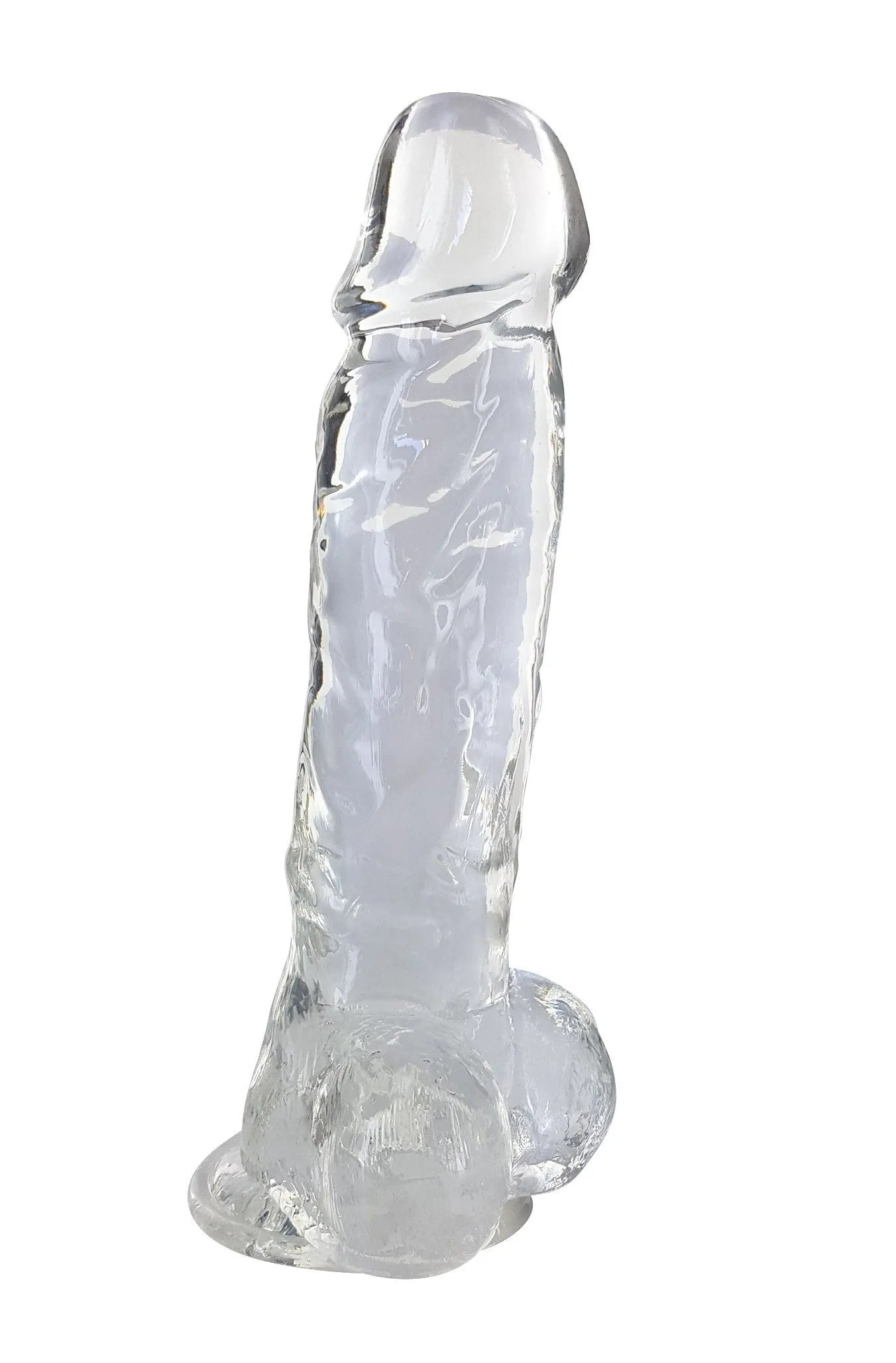 Gode transparent cristal réaliste TPE, ventouse puissante, 22cm x 4,7cm, flexible, sans phtalates, plaisir solo.
