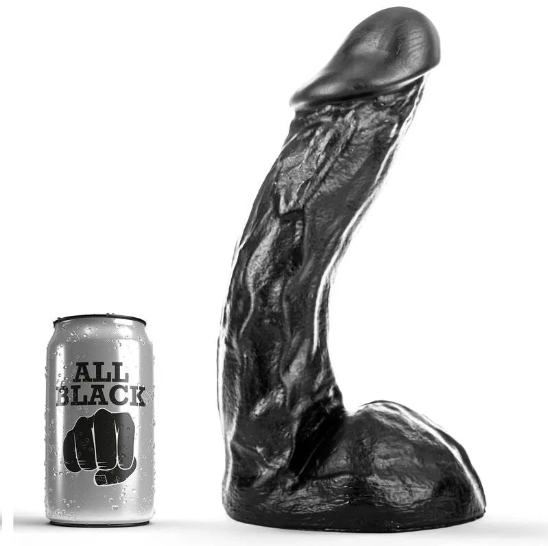 Gode noir courbé ergonomique stimulation point gé anale vaginale polyvalent PVC hypoallergénique sansphtalates 28cm 6cm