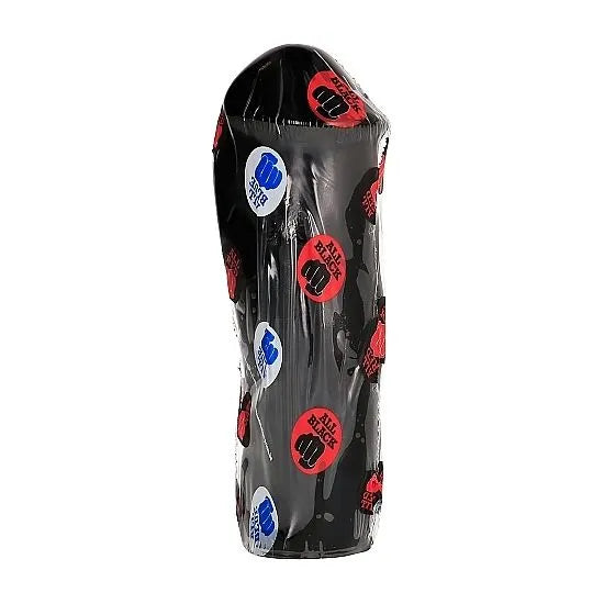 Gode noir hypoallergénique imperméable 20x6cm, tige droite lisse, légères stries, stimulation accrue, emballage visible.