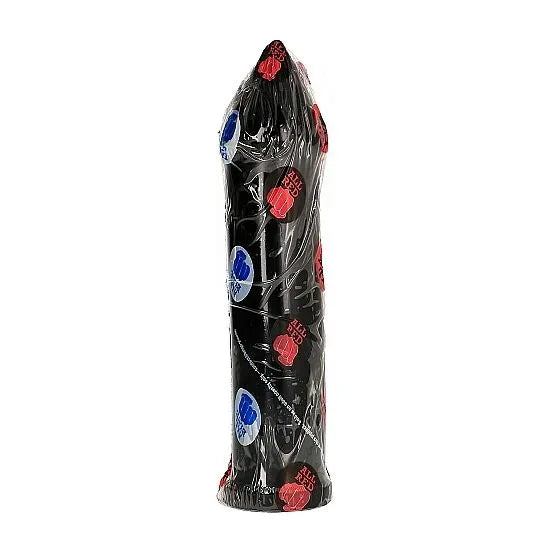 Gode noir PVC 24cm, texture douce réaliste, emballé, hypoallergénique, compatible lubrifiants silicone et eau.