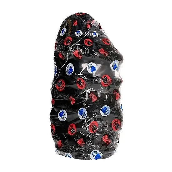 Gode noir PVC hypoallergénique sans testicules, tige bombée, emballé, compatible lubrifiants eau et silicone.