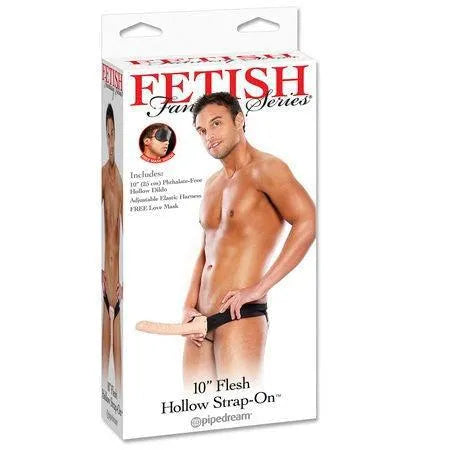 gode ceinture creux dix pouces ajustable harnais élastique réglable sans phtalates longueur insérable vingt quatre centimètres masque satin