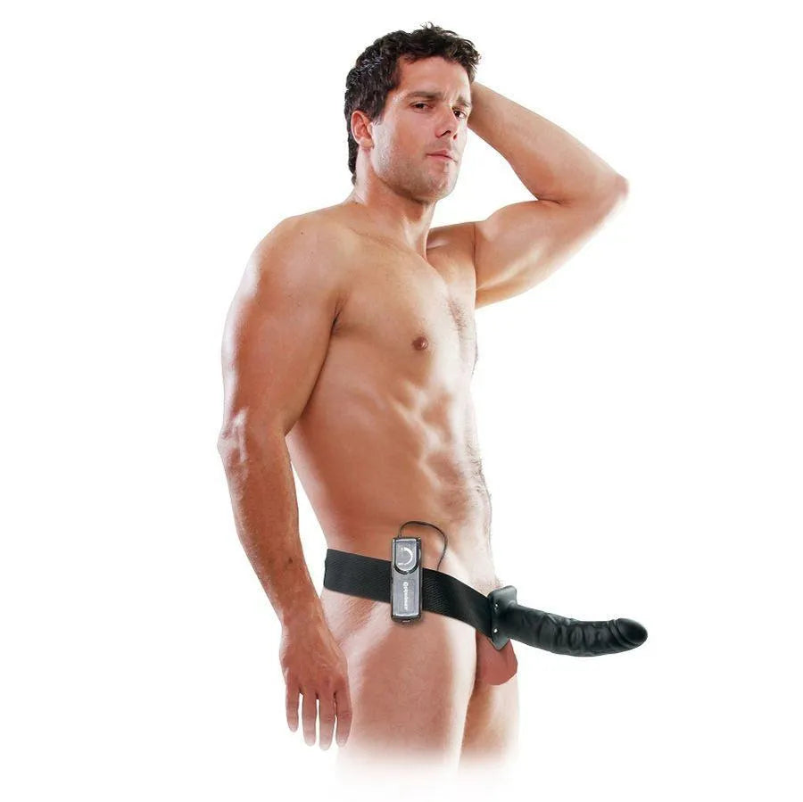 gode ceinture creux vibrant huit pouces ajustable harnais élastique réglable longueur insérable profondeur largeur excitante stimulation confort sécurisé sans phtalates