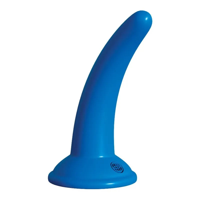 Gode-ceinture bleu courbé en gelée mince avec harnais ajustable, idéal pour débutants, stimulation précise et confort.