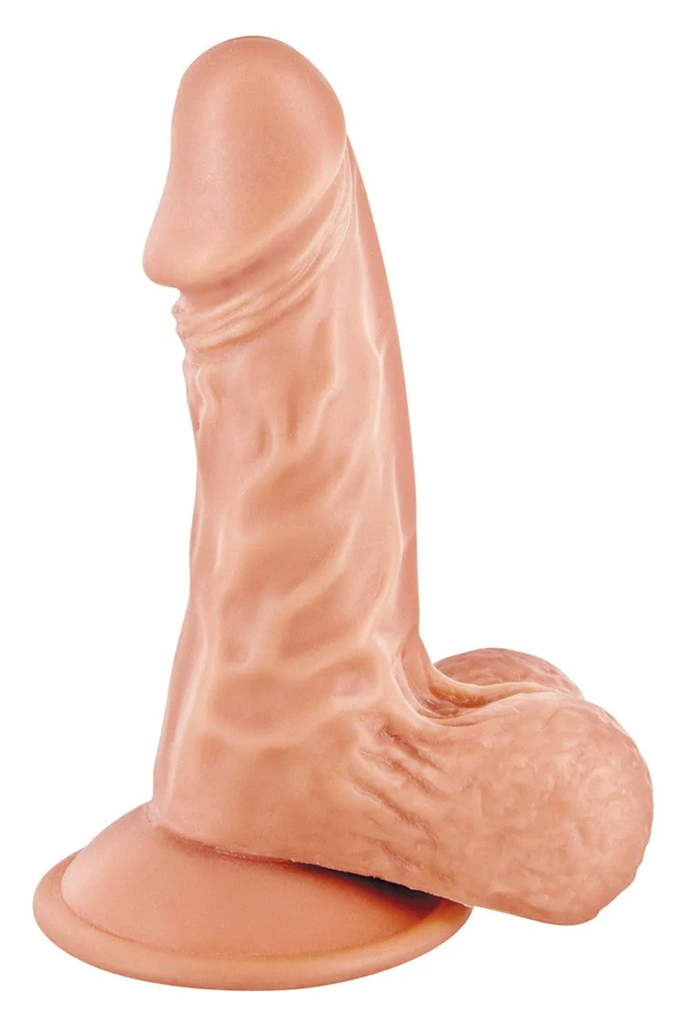 Gode ceinture ventouse réaliste beige 13cm, texture veinée, harnais réglable universel en polyuréthane et nylon.