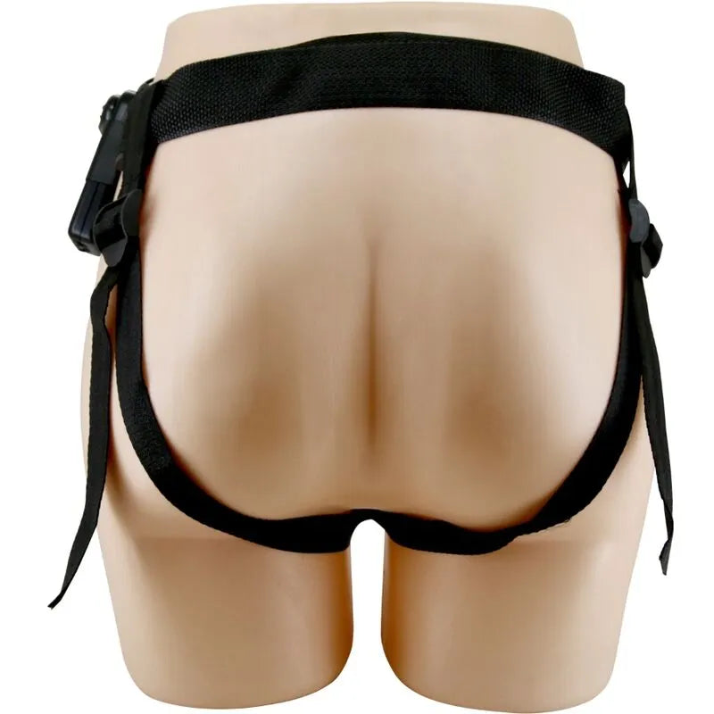Gode ceinture vibrant marron, forme lapin, étanche, double stimulation, sangles réglables, télécommande filaire.