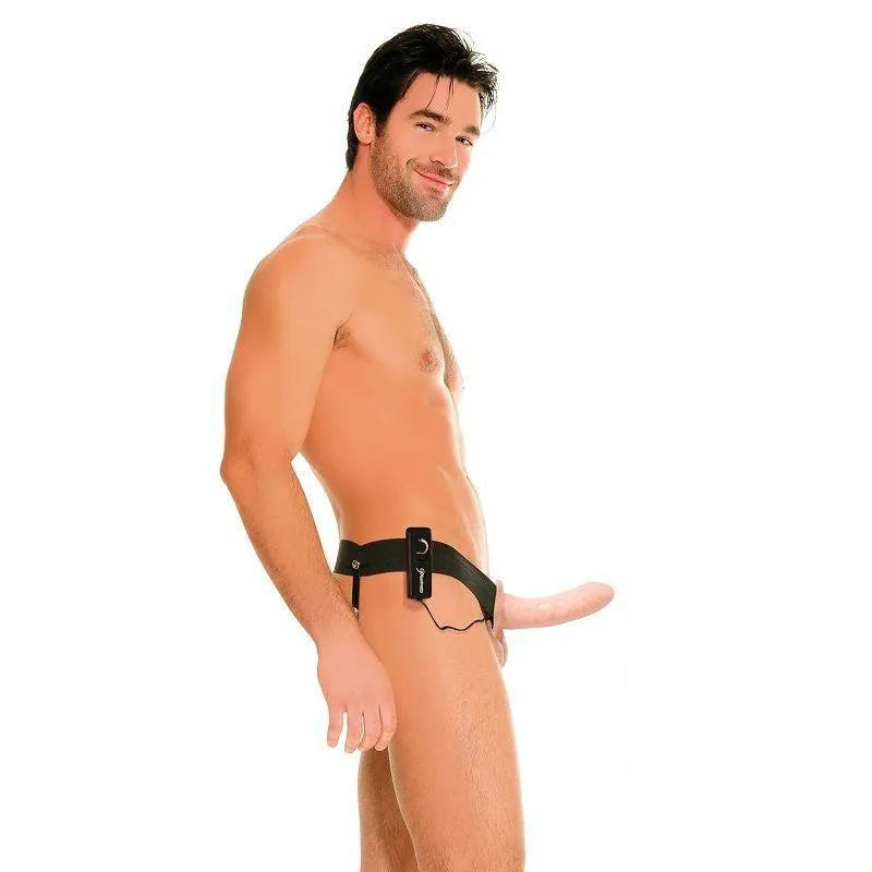 Gode-ceinture vibrant noir, harnais élastique ajustable, 15 cm, sans phtalates, télécommande filaire, multi-vitesses.