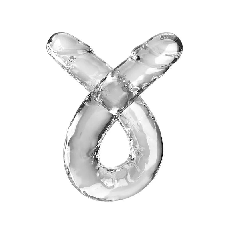 Gode Double Pénétration TPE Flexible Réaliste Translucide Texturé Veiné Tête définie Longueur 46 centimètres Diamètre 43 millimètres Polyvalent Couple Solo