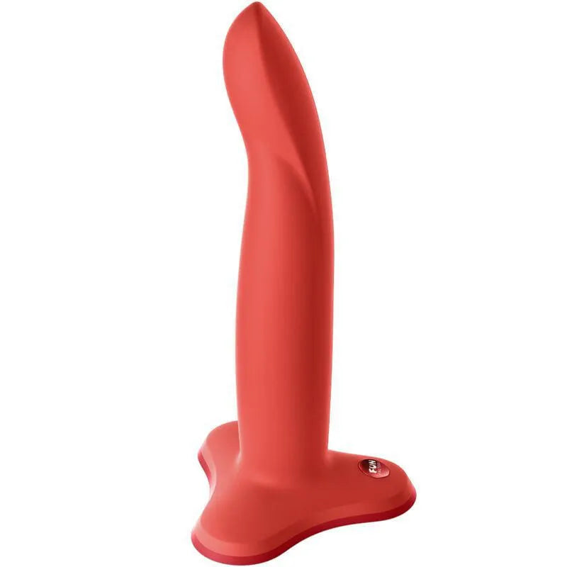Gode flexible rouge, tige fine, pointe effilée, base ventouse, 18cm, massage précis point G et prostate, hypoallergénique.
