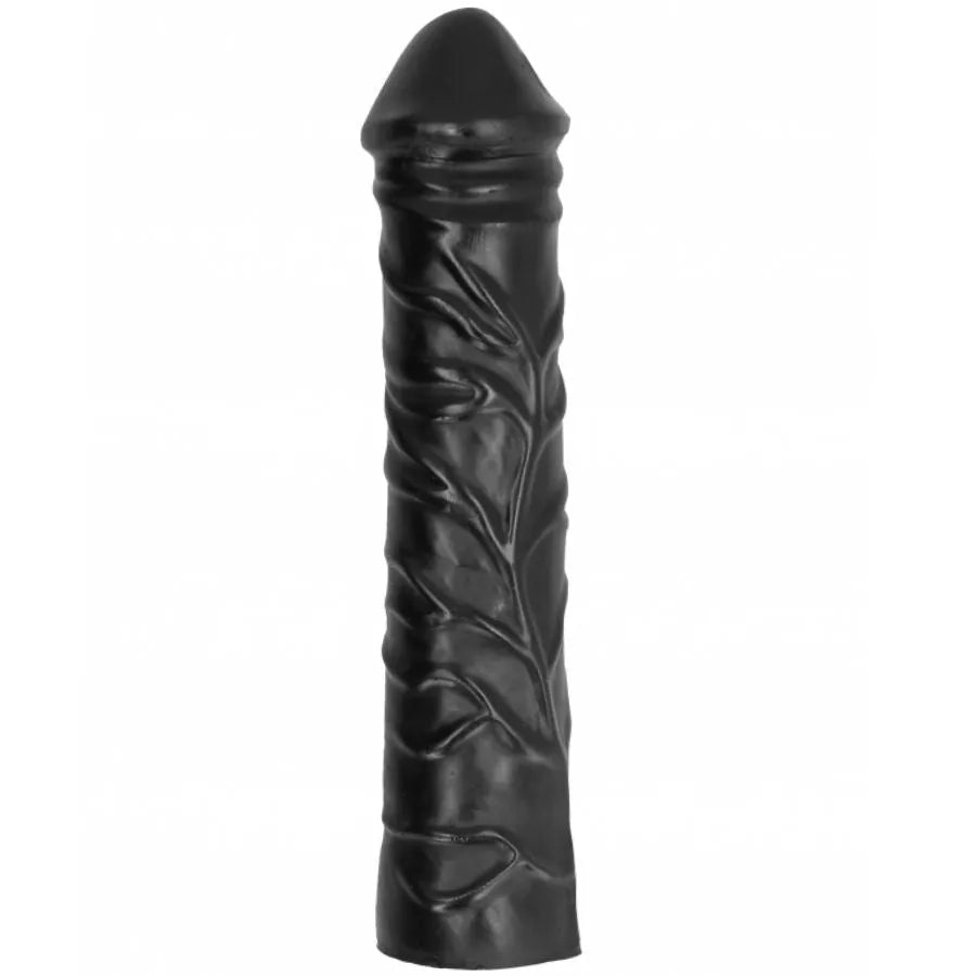 Gode géant noir réaliste veiné, 31cm, TPR, stimulation anale extrême, compatible lubrifiants silicone et eau.