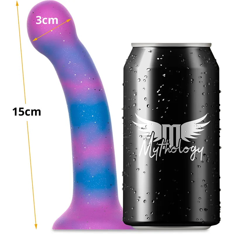 Gode Galactique Courbé Précis Stimulation Point G Silicone Liquide Premium Finition Irisée Base Aspiration Robuste Mainslibres Compatible Harnais Silencieux Insérable12cm