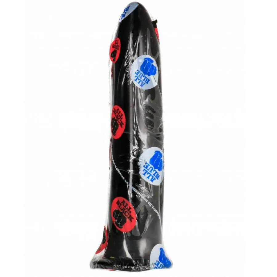 Gode noir lisse brillant, extrémité effilée, matériau souple hypoallergénique, compatible lubrifiants silicone.