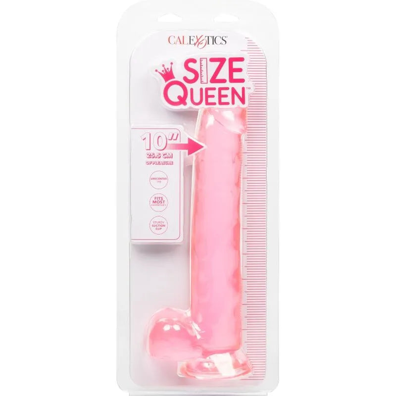 Gode réaliste rose 10 pouces avec ventouse, texture ferme, en TPR, dans un emballage transparent, compatible harnais.