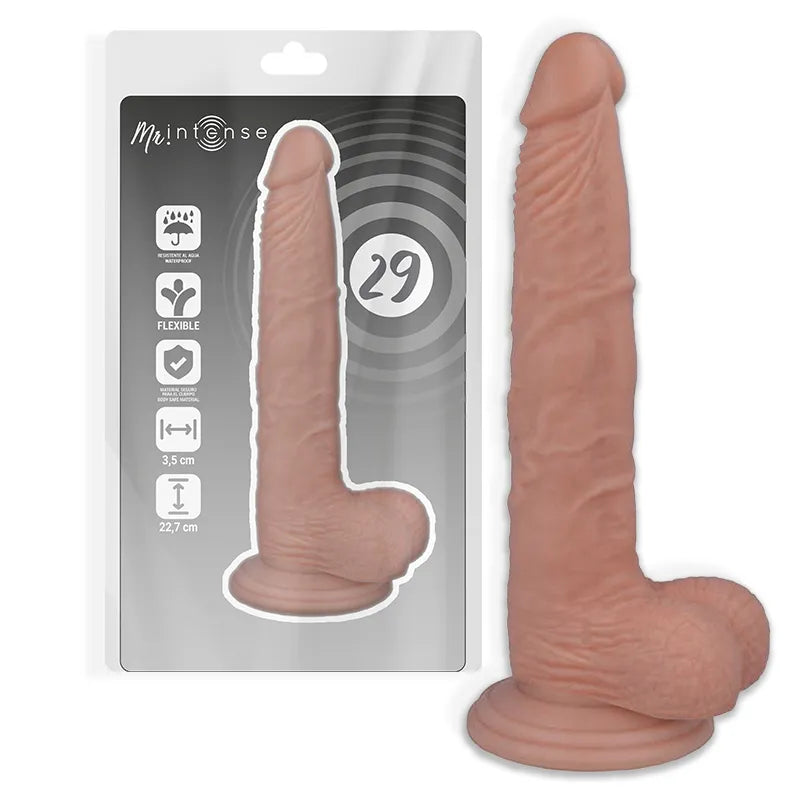 Gode réaliste en caoutchouc beige avec ventouse, texture douce et soyeuse, forme anatomique, idéal pour plaisir mains libres.