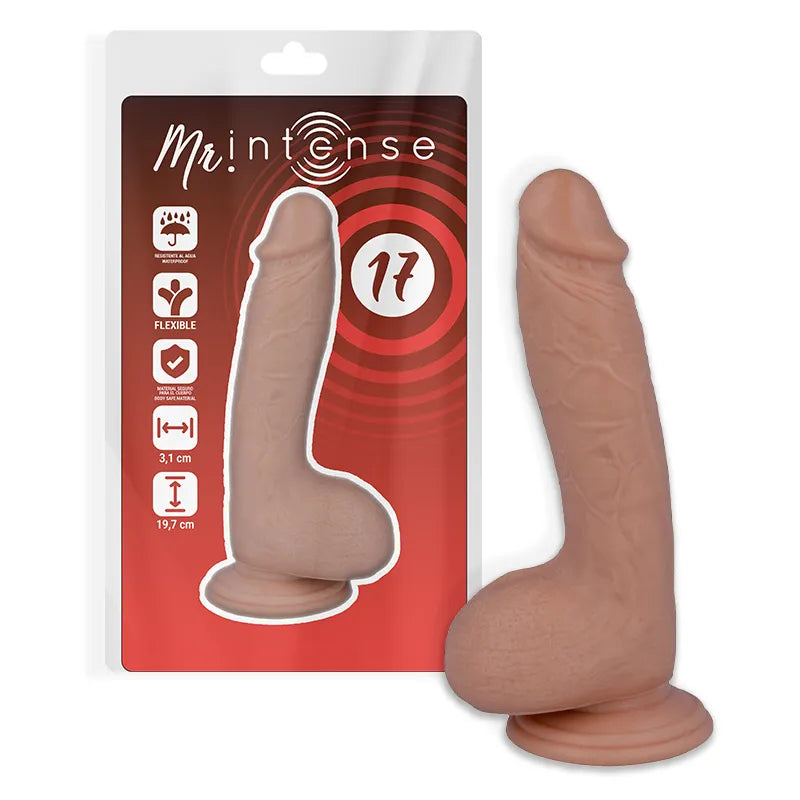 Gode réaliste beige avec ventouse, texture douce et soyeuse, hypoallergénique, compatible lubrifiants aqueux.