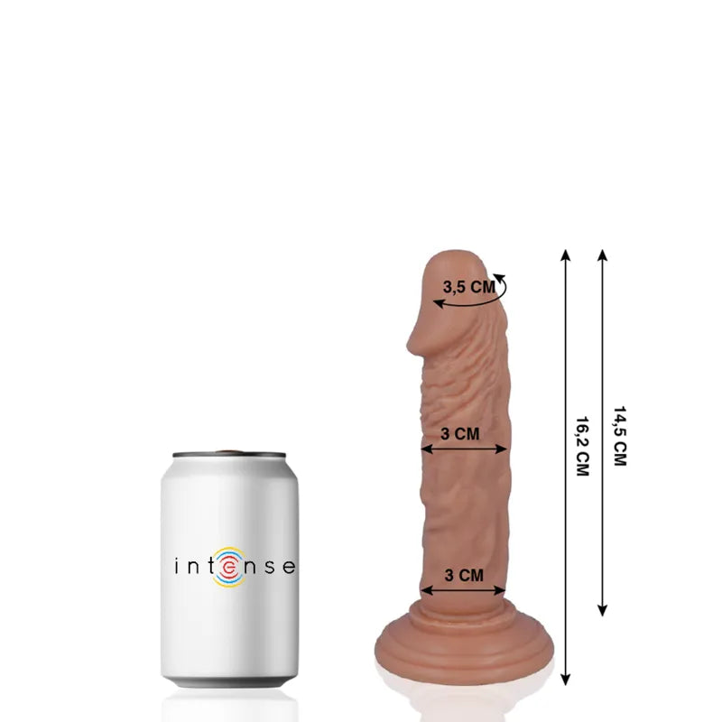 Gode réaliste souple ventouse débutants texture douce soyeuse hypoallergénique caoutchouc plastique dimensions seize centimètres diamètre trois maniable discret nettoyage facile