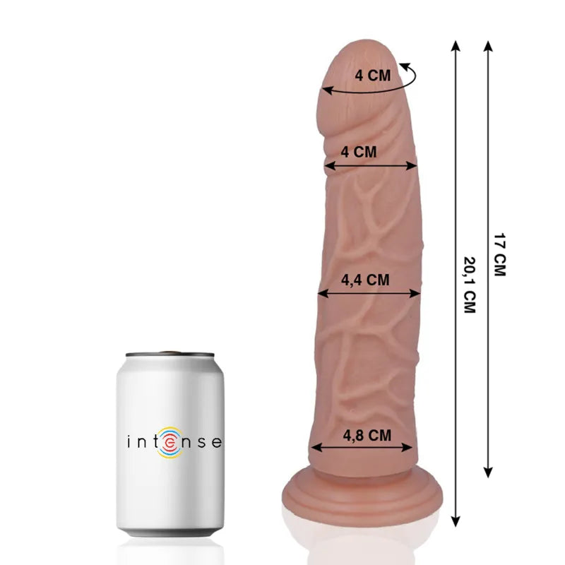 gode réaliste flexible ventouse puissante hypoallergénique texture douce souple authentique sensation profonde dimensions 20cm diamètre44mm peau sensible mainslibres