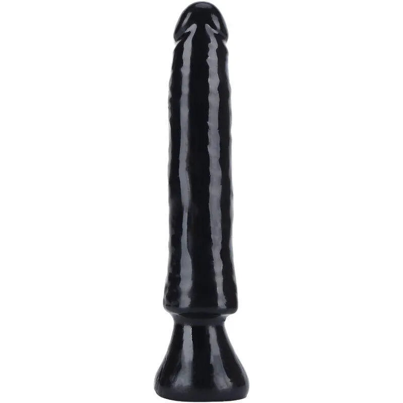 Gode réaliste noir TPE 16cm avec ventouse, texture peau souple, forme anatomique, idéal moments intimes, discret rangement.