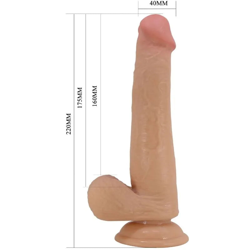 Gode réaliste beige avec ventouse, texture peau fidèle, vertèbres internes, 22 cm de hauteur, 4 cm de diamètre.