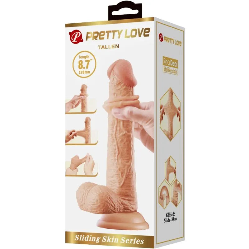 Gode réaliste en TPR beige avec ventouse, texture peau fidèle, noyau vertèbres, sur fond blanc.