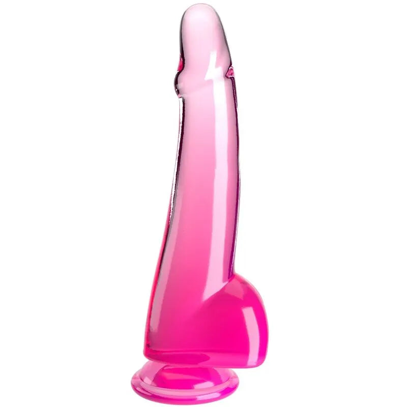 gode réaliste translucide ventouse puissante compatible harnais TPE hypoallergénique sans odeur texture veinée dimensions longueur insérable dix neuf centimètres