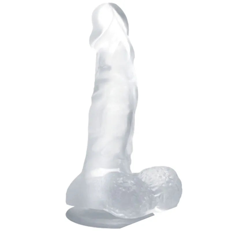 gode réaliste ventouse hypoallergénique gélatine sensation authentique mains libres texture souple longueur seize centimètres diamètre trois virgule cinq peau sensible