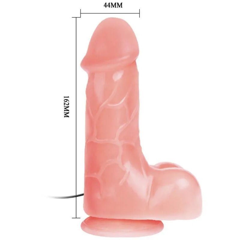 Gode réaliste rose marbré avec ventouse, texture veinée, télécommande, multivitesse, fixation mains libres.