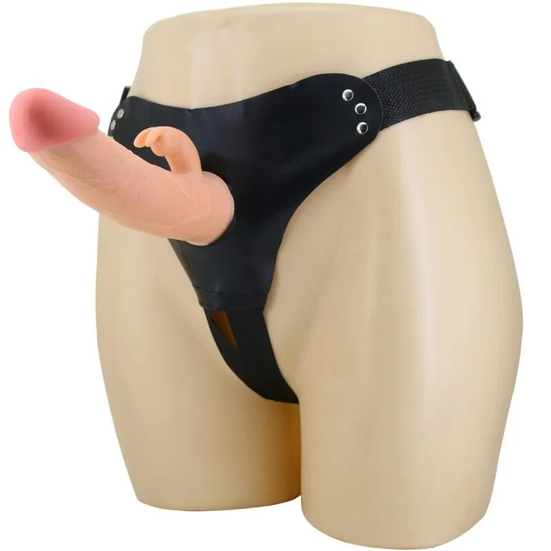 Gode lapin harnais ajustable sangles nylon réglables texture veineuse tête phallique TPE souple gélatineuse étanche insertion douce entretien facile