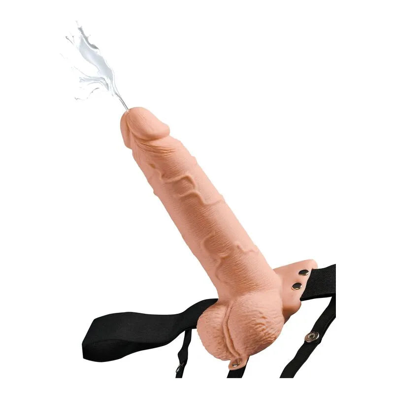 Gode réaliste éjaculant creux mécanique simulateur pénis naturel sensation authentique harnais ajustable compatible tailles matériaux plastique polyester durable