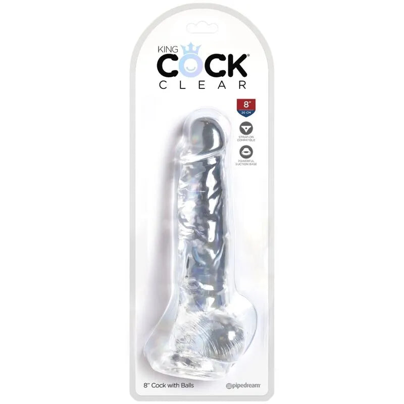 Gode translucide réaliste veiné avec ventouse, 22cm, hypoallergénique, sans phtalates, sans latex, compatible harnais.