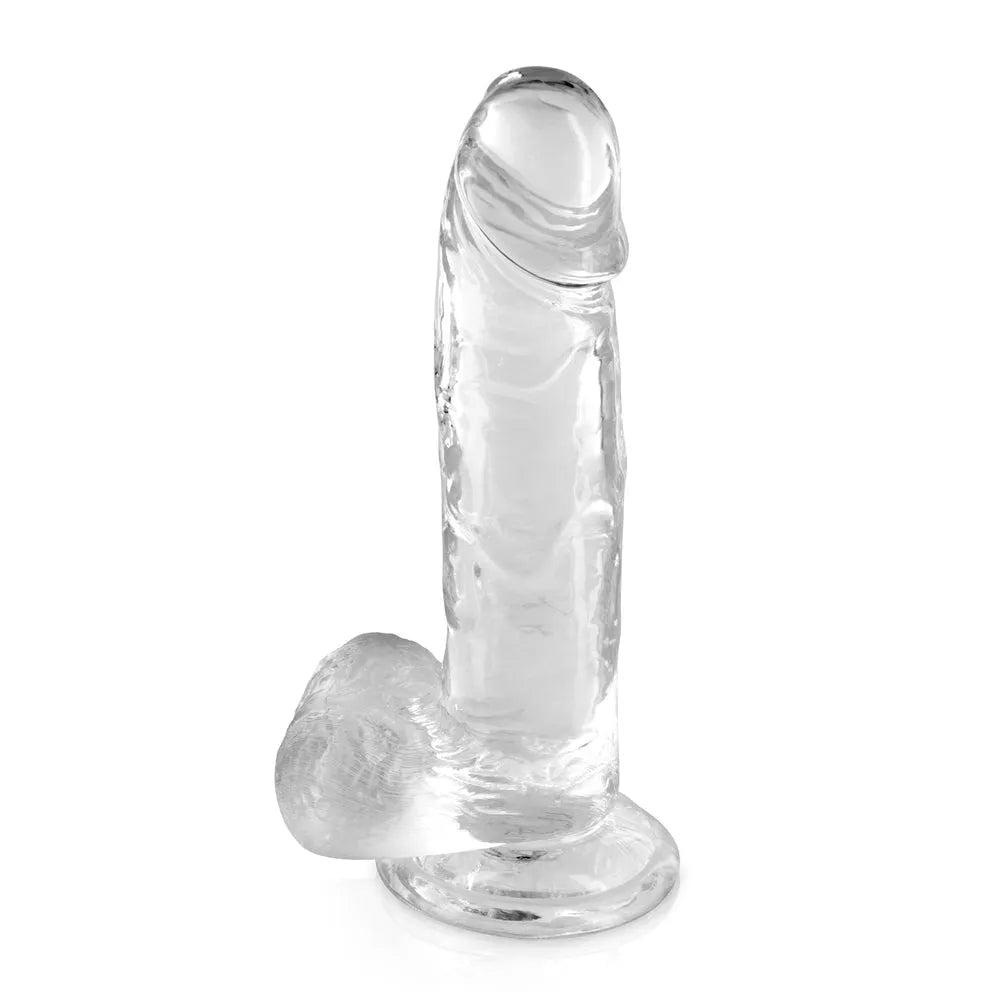 gode ventouse énorme transparent TPE haute qualité longueur 20cm diamètre 4cm texture douce flexible réaliste gland testicules robuste mains libres
