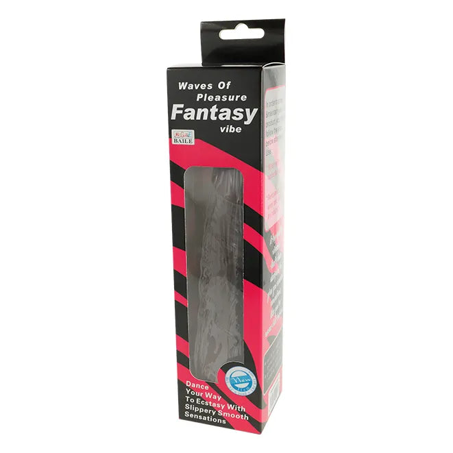 Gode vibrant réaliste en gelée, 19 cm, texture douce, ventouse, vibrations réglables, emballage noir et rose.