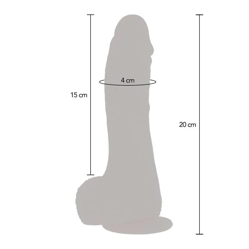 Gode vibrant réaliste silicone texturé avec ventouse, 20 cm, couleur chair, fonction rotative et poussante, étanche.