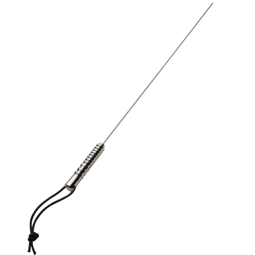 godemichet acier inoxydable ergonomique brillant durable poignée nervurée dragonne cuir authentique flexible robuste stimulation intense confortable sécurisé