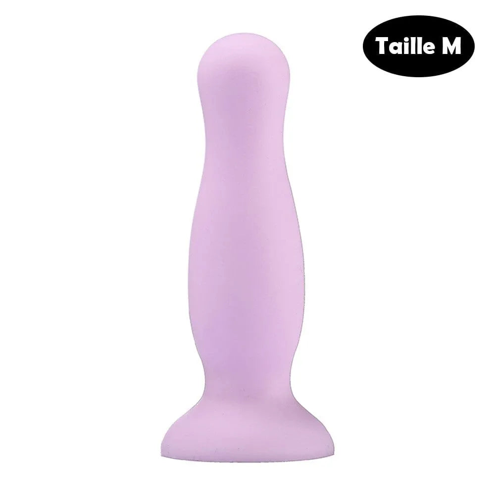 godemichet ventouse violet pastel taille M silicone hypoallergénique doux souple lisse adapté débutants initiés diamètre 35mm longueur 125mm sensations plaisir