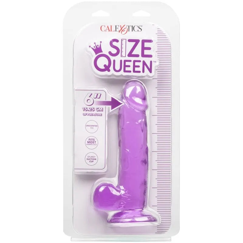 Godemichet ventouse violet TPR réaliste, texture ferme, 15,25 cm, base robuste, compatible harnais, étanche.