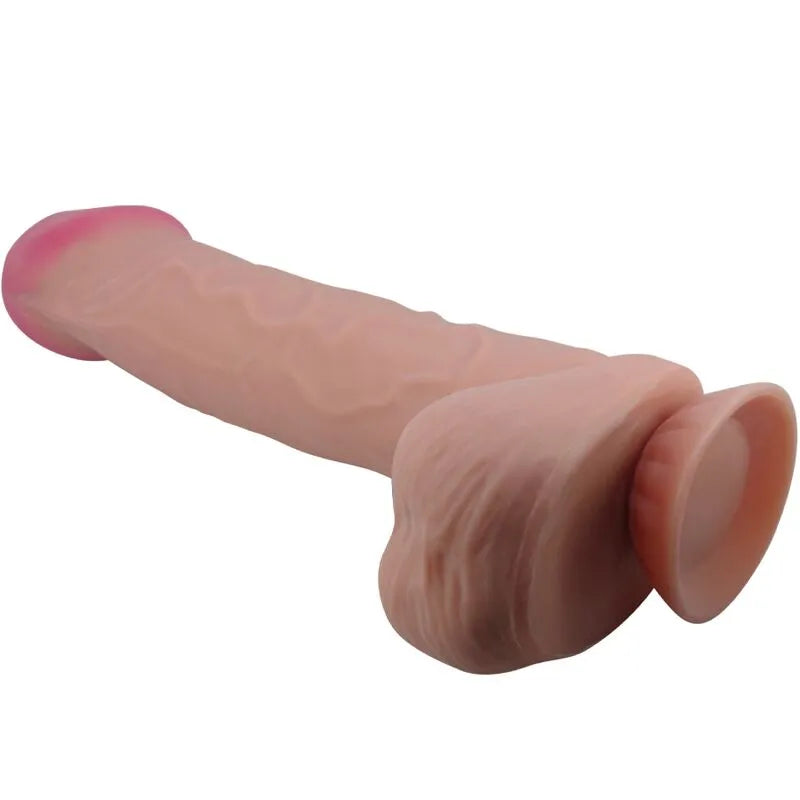 Gros gode réaliste brun avec ventouse, texture authentique, noyau flexible, TPR imperméable, design ergonomique.